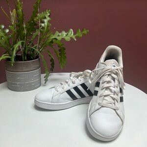 Adidas lace up striped sneakers